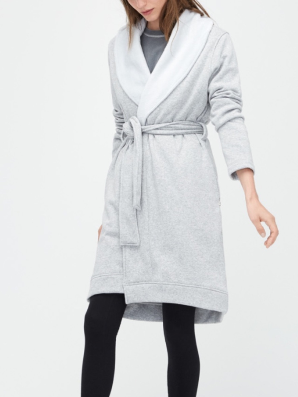UGG Duffield II Fleece Lined Robe Heather Grey Women's Size XS Cozy Bathrobe